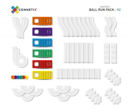 Connetix Magnetic Tiles Ball Run Pack – 92-Piece STEM Building Set with Clear Tubes, Slopes & Magnetic Tiles