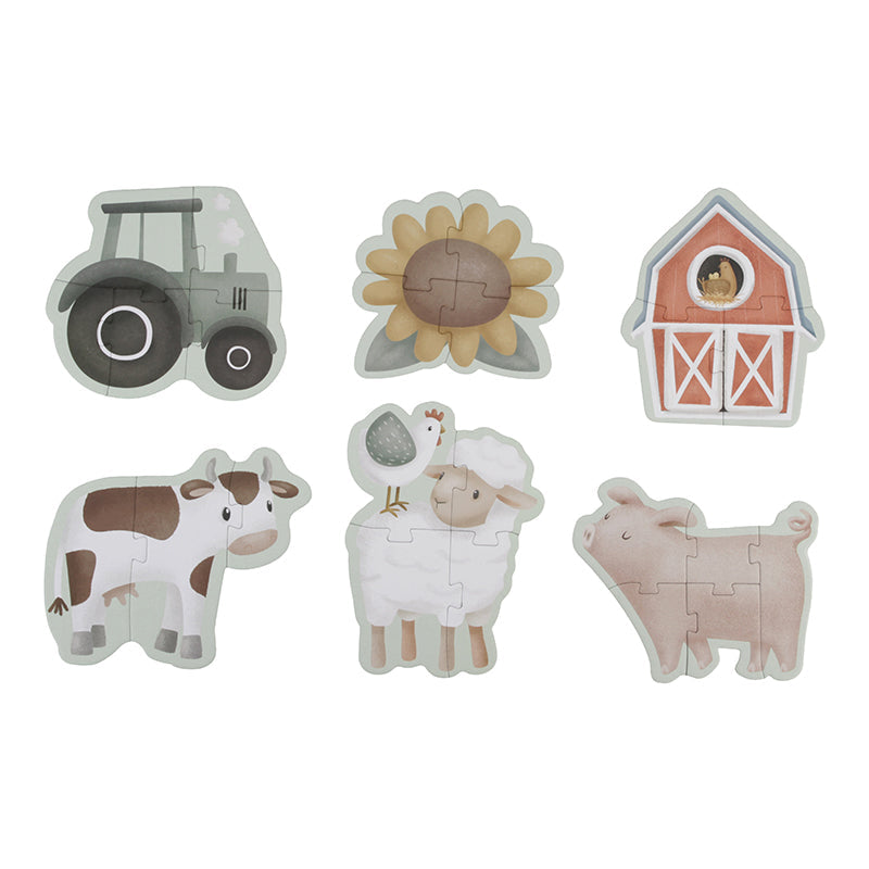 Global Toys 6 in 1 Little Farm Puzzles – Kids Farm Animal Puzzle Set, Ages 2+
