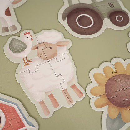 Global Toys 6 in 1 Little Farm Puzzles – Kids Farm Animal Puzzle Set, Ages 2+