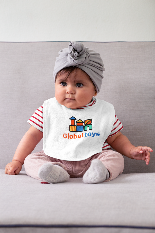 GlobalToys Baby Cotton Bib | Soft Absorbent Feeding & Dribble Bib | White