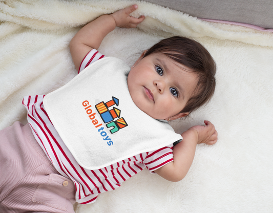 GlobalToys Baby Cotton Bib | Soft Absorbent Feeding & Dribble Bib | White