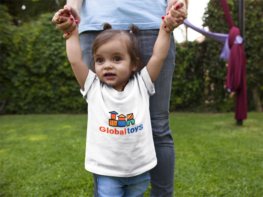 GlobalToys Baby Cotton T-Shirt | Soft Short Sleeve Toddler Top | White