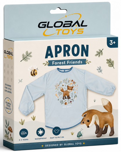 Global Toys Kids Waterproof Apron – Forest Friends Art Smock, Ages 3–5