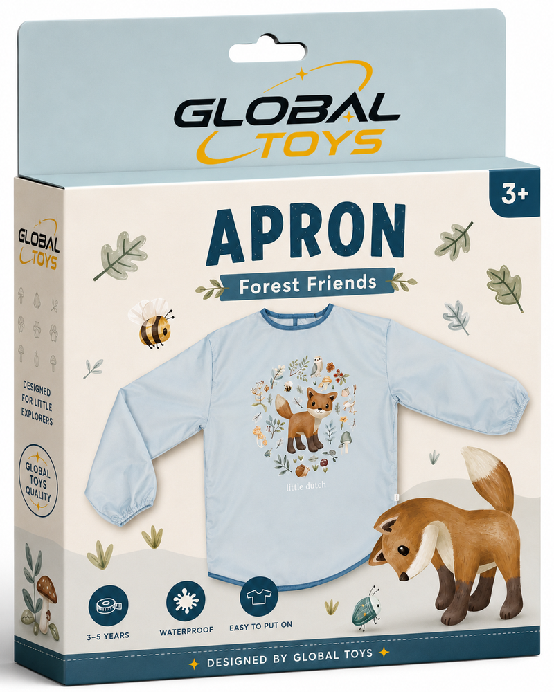 Global Toys Kids Waterproof Apron – Forest Friends Art Smock, Ages 3–5