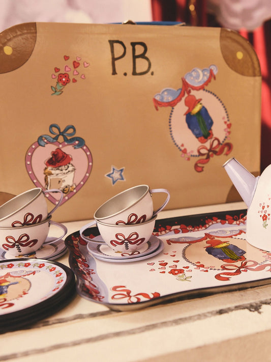 Cath Kidston Paddington Kids Play Tea Set – Blue & Brown | Pretend Play Tea Party Set with Paddington Bear Design