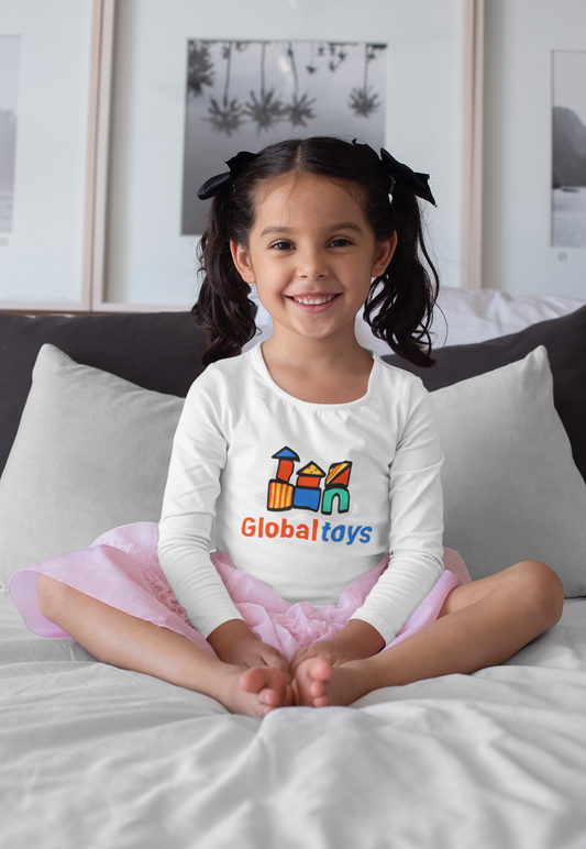 GlobalToys Kids Long Sleeve Cotton T-Shirt | Soft Casual Top | White