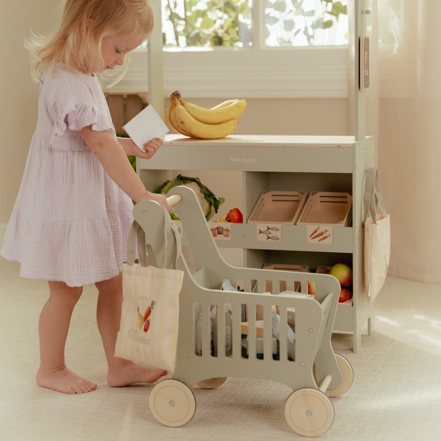 Little Dutch Wooden Shopping Cart